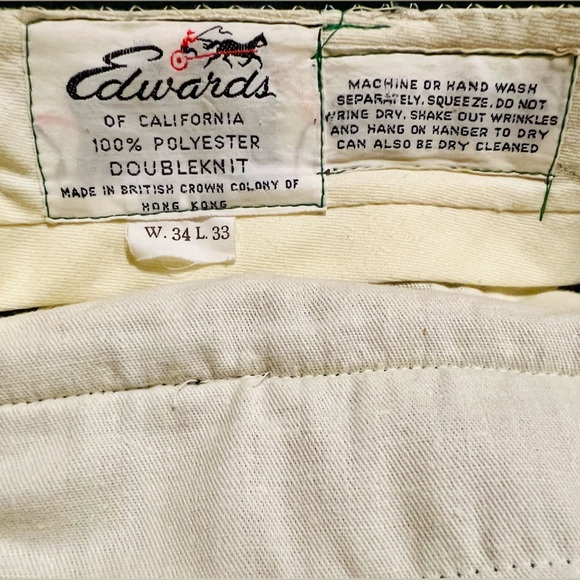 Vintage Edwards of California 100% Polyester Doubleknit Dk Green Trousers w/ Tag - Picture 9 of 12